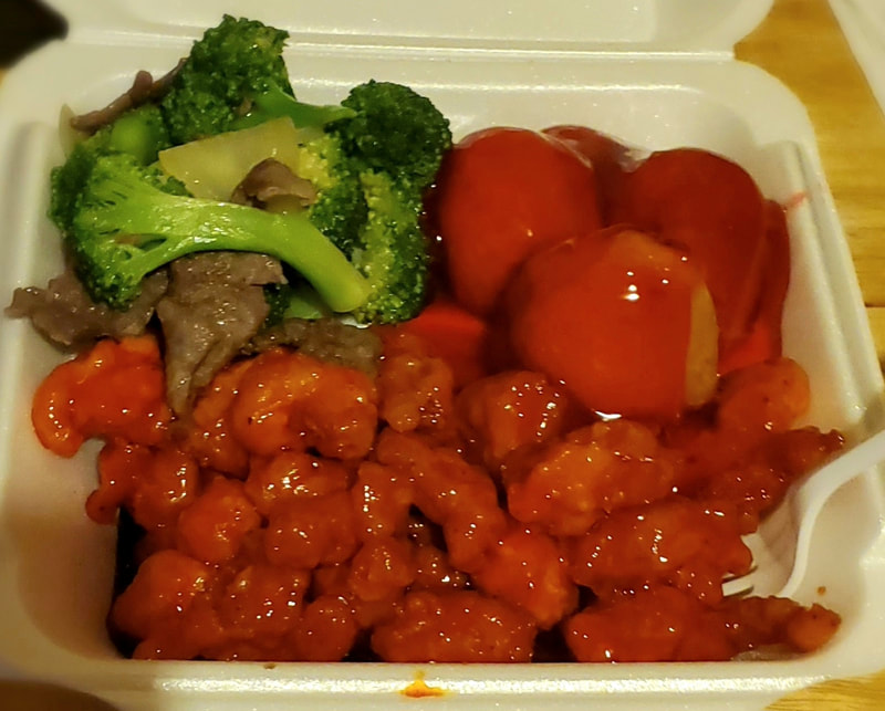 Dinner #8: $18.34 Beef & Broccoli with 4 Chicken Balls and General Tao instead of Rice 